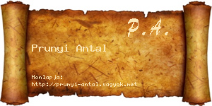 Prunyi Antal névjegykártya